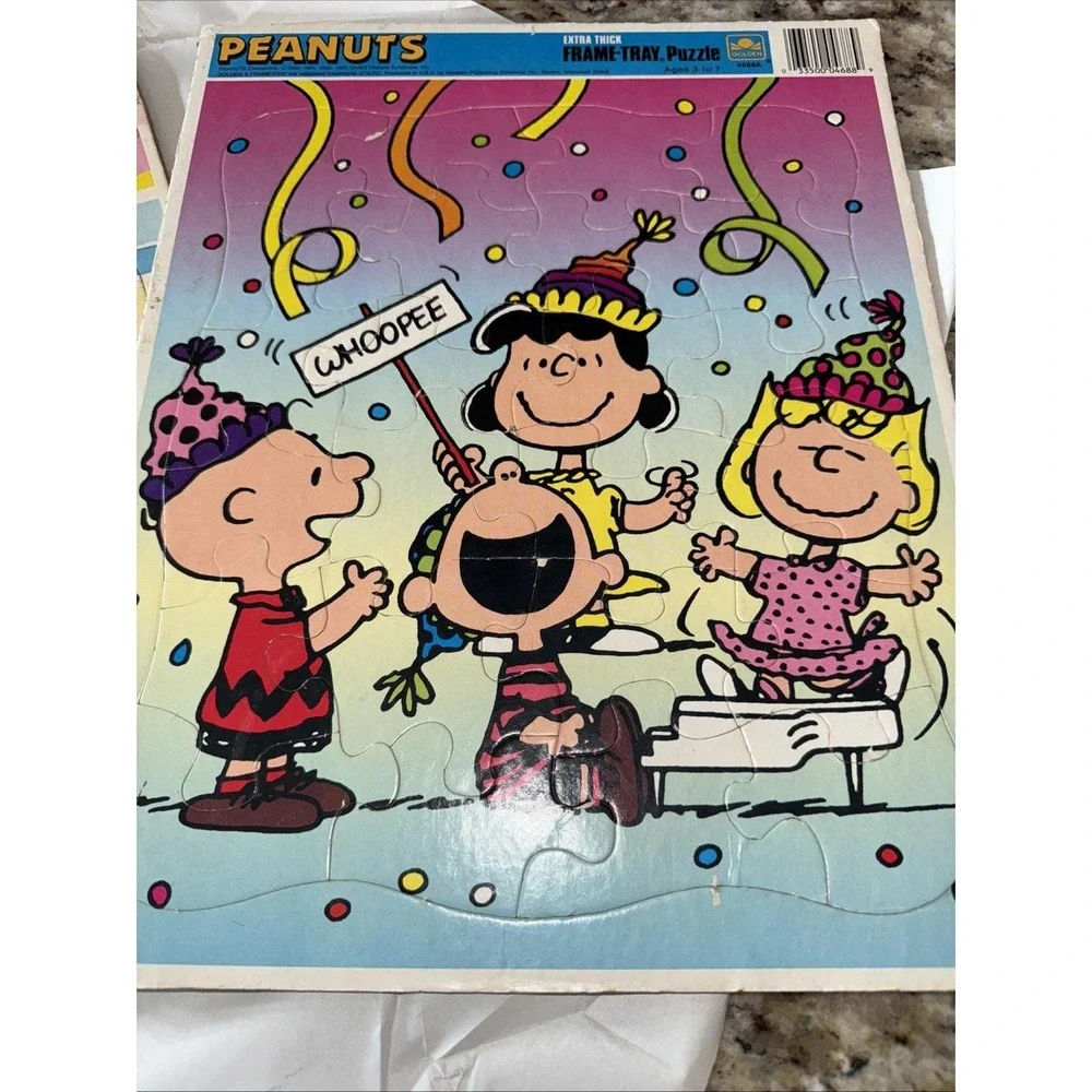 Vtg 1960's PEANUTS & Bozo The Clown Party Puzzles Golden Whitman Extra Thick5255